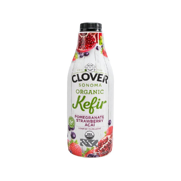 CLOVER Organic Kefir Probiotic Beverage - Pomegranate, Strawberry, Acai  (946mL)