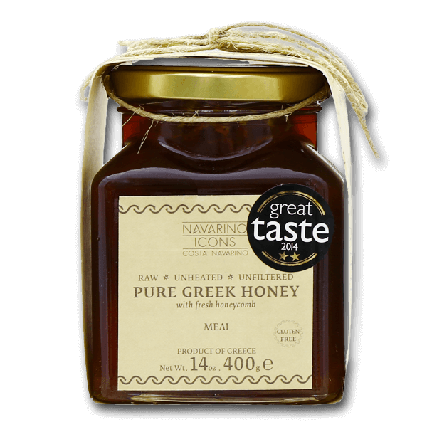 NAVARINO ICONS Pure Greek Honey with Fresh Honeycomb  (400g)