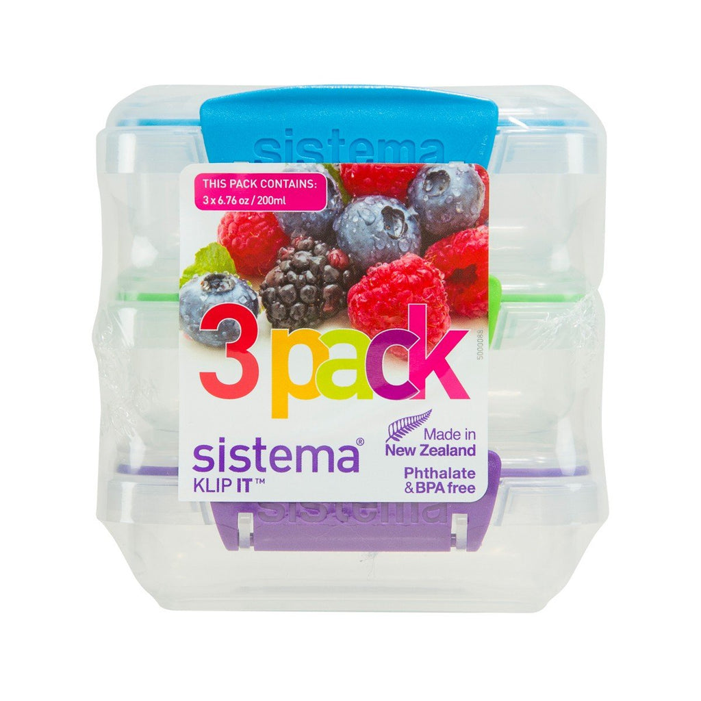 SISTEMA Klip It Rectangular 200ml 3 pack  (3pack)