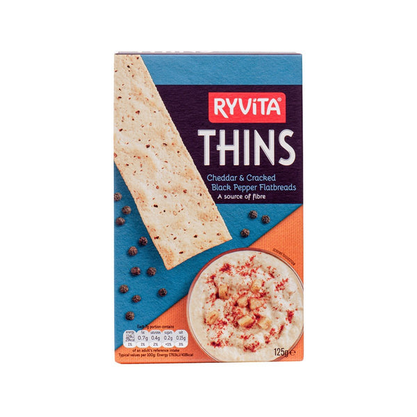 RYVITA Thins Cheddar & Cracked Black Pepper Flatbreads  (125g)