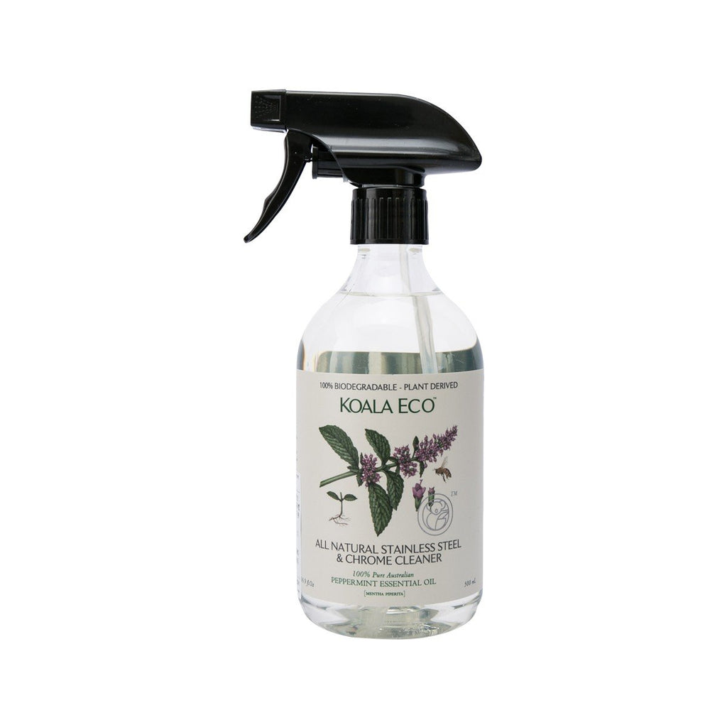 KOALA ECO All Natural Stainless Steel & Chrome Cleaner - Pure Australian Peppermint Essential Oil  (500mL)