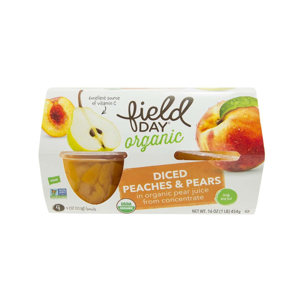 FIELD DAY Organic Diced Peaches & Pears in Pear Juice  (4 x 113g)