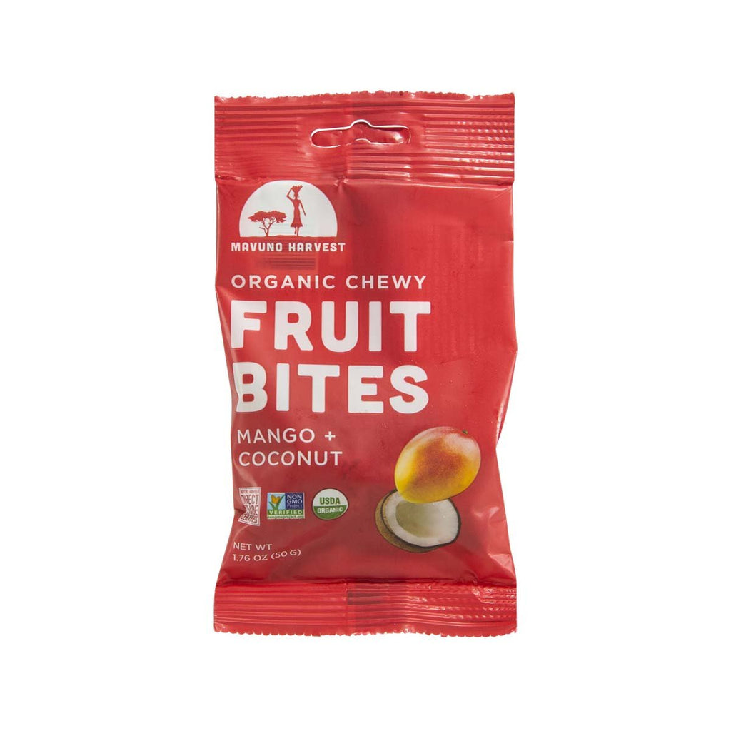 MAVUNO HARVEST Organic Chewy Fruit Bites - Mango + Coconut  (50g)