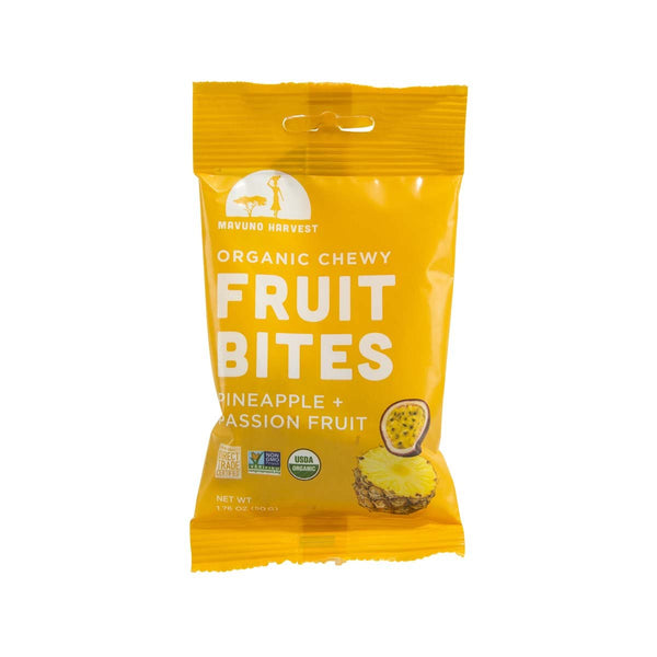 MAVUNO HARVEST Organic Chewy Fruit Bites - Pineapple + Passion Fruit  (50g)