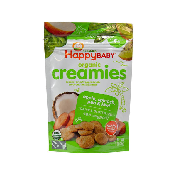HAPPYBABY Organic Creamies Snack with Coconut Milk - Apple, Spinach, Pea & Kiwi  (28g)