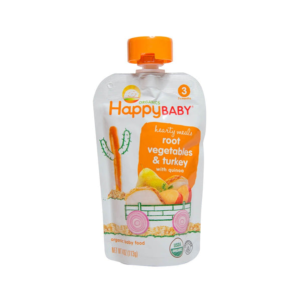 HAPPYBABY Organic Baby Food - Root Vegetables & Turkey with Quinoa, Stage 3  (113g)