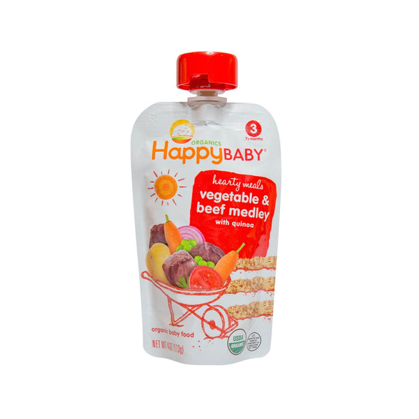 HAPPYBABY Organic Hearty Meals - Vegetable & Beef Medley with Quinoa, Stage 3  (113g)